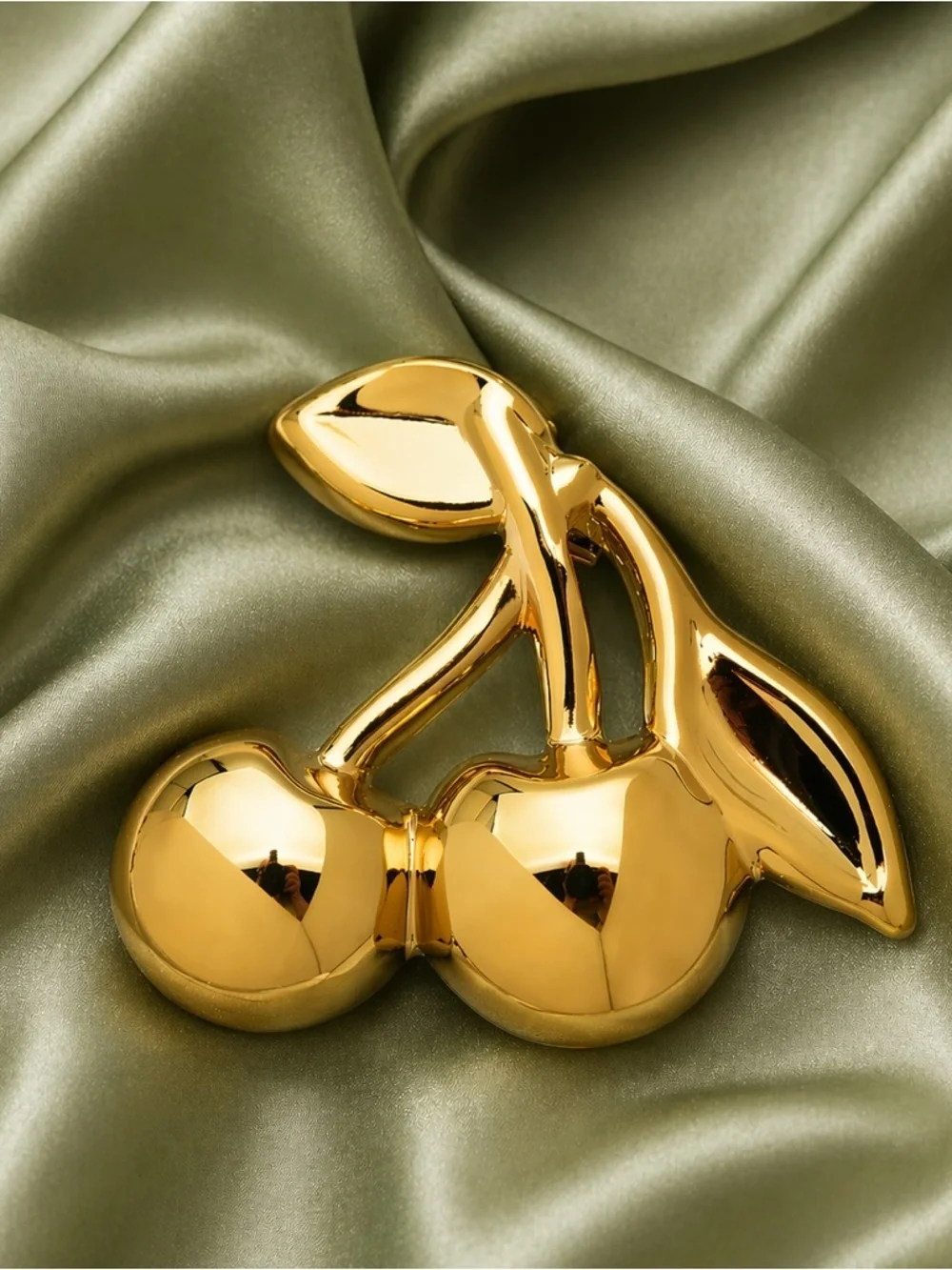 Gold Cherry Chic Brooch